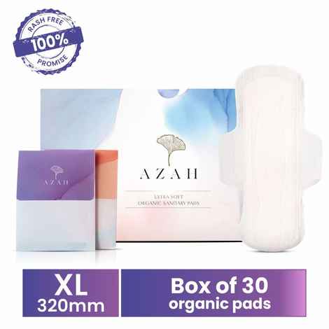 Azah Rash-Free Organic Sanitary Pads (Box of 30 Pads : All XL - with ...