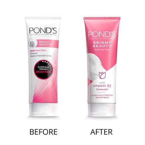 Buy Pond's Bright Beauty Spot-less Glow Face Wash With Advanced Vitamin B3+ Formula (100 g) - Purplle