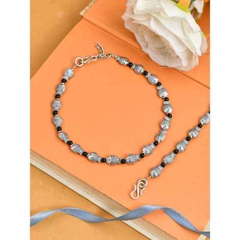 Buy Silvermerc Black Beads Evil Eye Anklet - Purplle