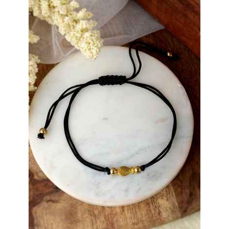 Buy Silvermerc Gold Fish Charm Beads Black Thread Anklet - Purplle