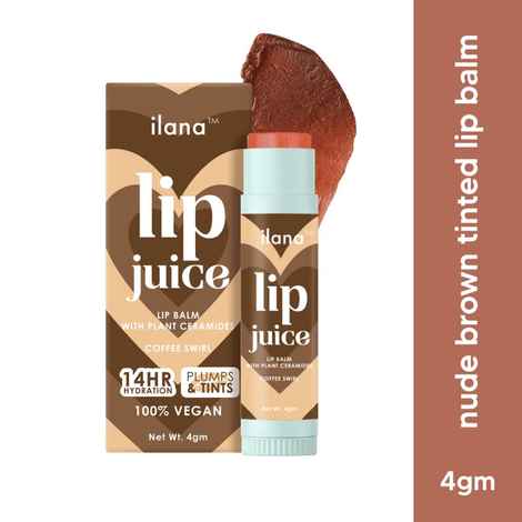 Buy ilana - Lip Juice - Hydrating and plumping vegan tinted lip balm with plant ceramides - 14 hr hydration - Coffee Swirl - 4gm - Purplle