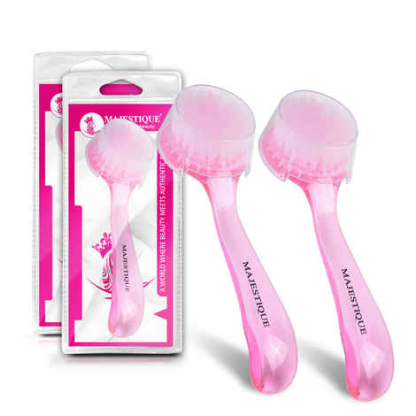 Buy Majestique Facial Cleansing Brush | Makeup Skincare Removal | Face Wash Brush | Remove Blackheads and Massage Skin Cleansing - 2Pcs/Multicolor - Purplle