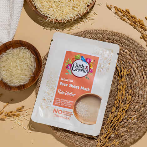 Buy Buds & Berries Nourish Face Sheet Mask with Rice Water | Ultra-hydrating Sheet Mask infused with Serum | No Paraben, No Sulphate, No Silicone - 25 gm - Purplle