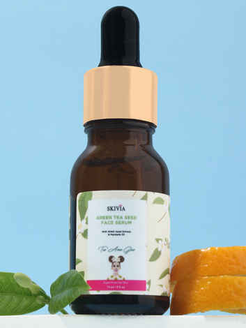 Skivia Green Tea Seed Face Serum with Witch Hazel & Mandarin Oil - 15 ml | Gives Dewy, Radiant Skin | For All Skin Types | Unisex