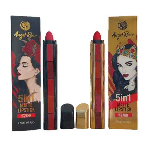 Buy Favon Pack of 2 Angel Rose 5in1 Multicolor Full Coverage Matte Lipsticks(G&B) - Purplle