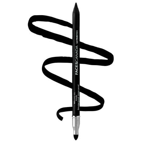 Buy FACES CANADA Ultime Pro Intense Gel Black Kajal, 1.2 gm | 24HR Long Stay | Waterproof & Smudgeproof | One Swipe Application | With Smudger & Sharpener - Purplle