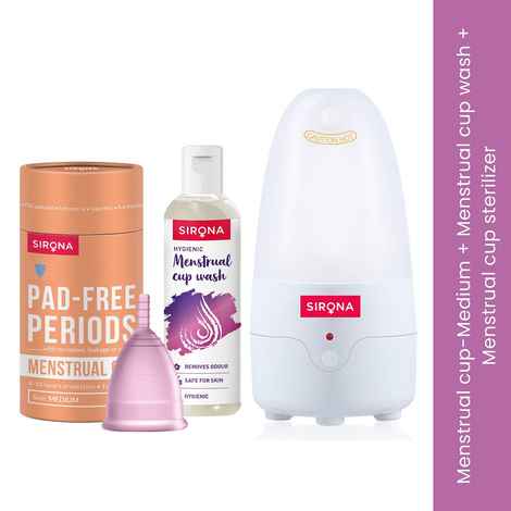 Buy Sirona Menstrual Cup Life Combo with Large Menstrual Cup, Sterilizer and Menstrual Cup Wash 3 Pcs - Purplle