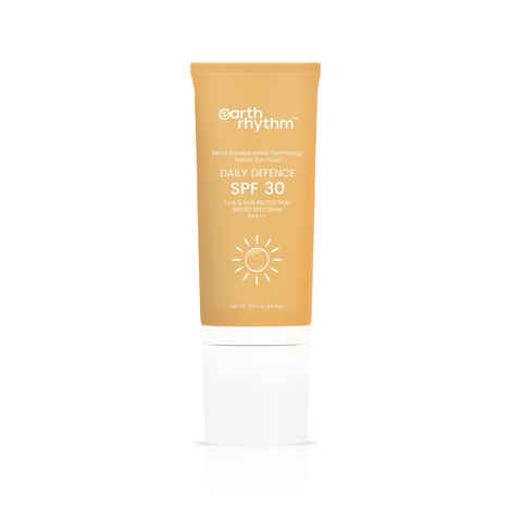 Buy Earth Rhythm Daily Defence Hybrid Sun Fluid SPF 30 PA+++| UVA UVB Sun Protection, Non Sticky, No Tint | for All Skin Types | Men & Women - 50 ML (Tube) - Purplle