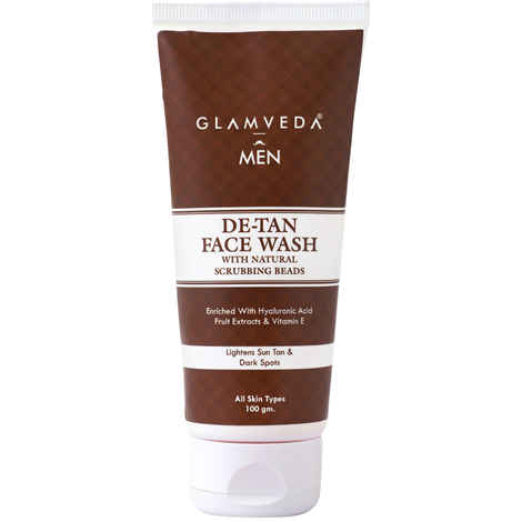 Buy Glamveda Men De Tan Face Wash With Natural Scrubbing Beads (100 ml) - Purplle