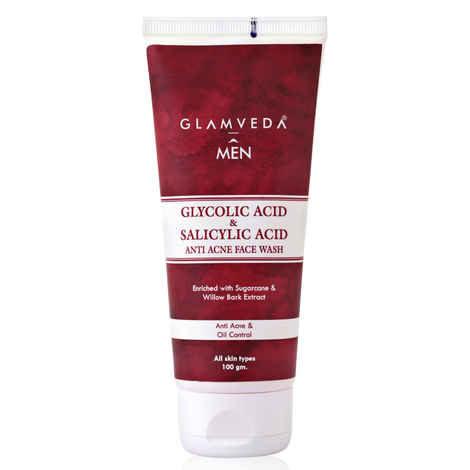 Buy Glamveda Men Glycolic Acid & Salicylic Acid Anti Acne Face Wash (100 ml) - Purplle