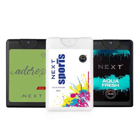 Buy NEXT Aqua, Adore, and Sports Pocket Perfume - 20ML Each - Purplle
