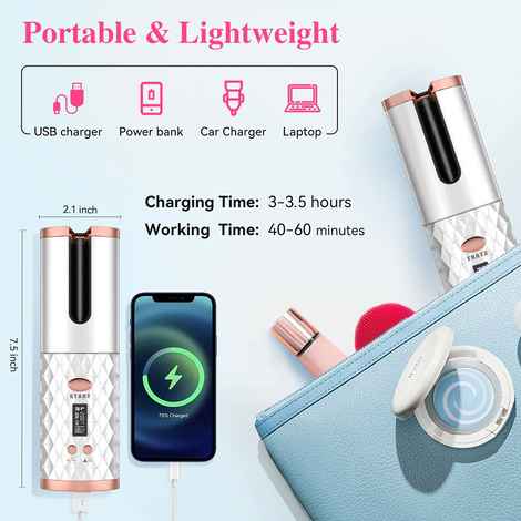 Buy Trendzie Skin Care Cordless Hair Curler I Styler Automatic Rotating & USB Rechargeable (Assorted Color) - Purplle