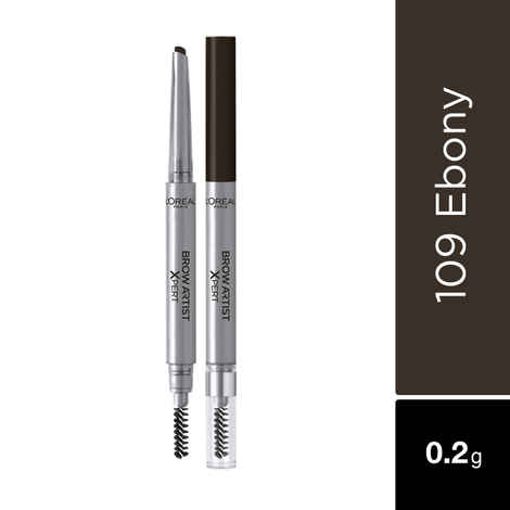 L'Oreal Paris Brow Artist Xpert, Retractable Brow Pencil, Natural Looking Results, With Soft Spoolie, 109 Ebony, 0.2 gm