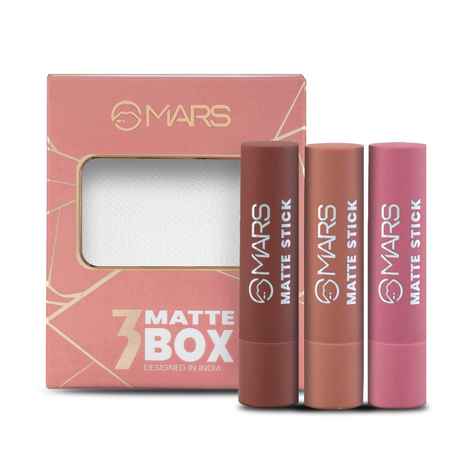 Buy MARS Matte Box Set of 3 Lipsticks for Women | Long-Lasting | Smooth Finish | Moisturising | One Swipe Pigmentation (3x3.2 gm) (05-Blushed & Nudes) - Purplle