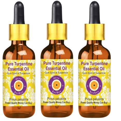 Buy Deve Herbes Pure Turpentine Essential Oil (Pinus palustris) with Glass Dropper Natural Therapeutic Grade Steam Distilled (Pack of three) 100ml X 3 - Purplle