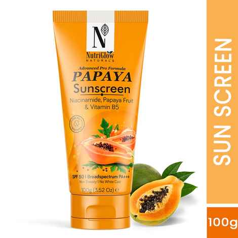Buy NutriGlow NATURAL'S Advanced Pro Formula Papaya Sunscreen SPF 50, No White Cast, Lightweight For Oily & Dry skin, 100 gm - Purplle