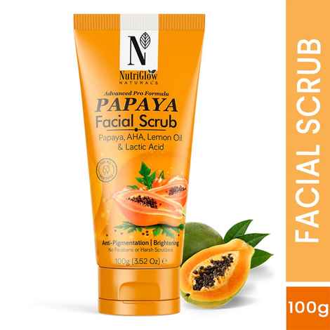 Buy NutriGlow NATURAL'S Advanced Pro Formula Papaya Facial Scrub for Deep Exfoliation with AHA, Lemon Oil, All Skin Types, 100 gm - Purplle