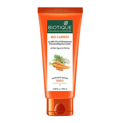 Buy Biotique Bio Carrot 40+Spf Uva/Uvb Sunscreen Ultra Soothing Face Lotion (100 ml) - Purplle
