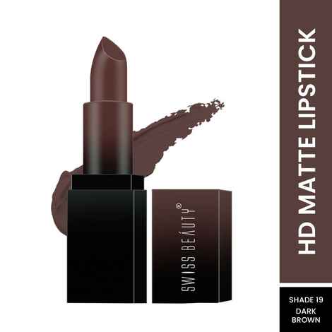 Buy Swiss Beauty HD Matte Lipstick Dark Brown 19 (3.5 gm) - Purplle