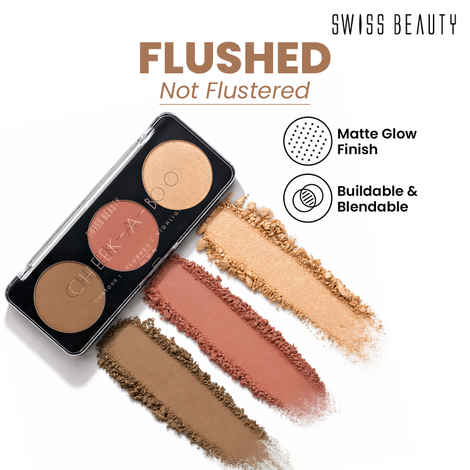 Swiss Beauty Cheek-A-Boo 3 In One Blusher|Contour|Highlighter 01 - 8 gm