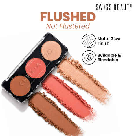 Swiss Beauty Cheek-A-Boo 3 In One Blusher|Contour|Highlighter 02 - 8 gm