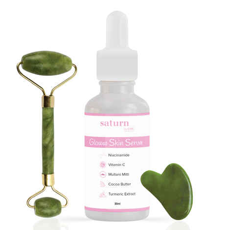 Buy Saturn by GHC Vitamin C Face Serum (30ml) for Glowing Skin and Jade Roller Face Massager with Gua Sha for Skin Nourishment and Skin Toning (Set of 3) - Purplle