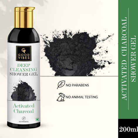 Buy Good Vibes Deep Cleansing Shower Gel (Body Wash) - Activated Charcoal (200 ml) - Purplle