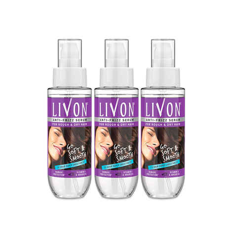 Livon Hair Serum for Women & Men for Dry and Rough Hair, 24-hour frizz-free Smoothness, 50 ml - Pack of 3