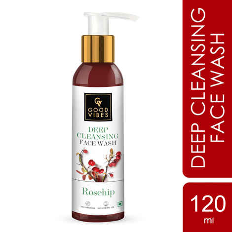 Buy Good Vibes Rosehip Deep Cleansing Face Wash | Deep Pore Cleansing, Moisturizing | With Avocado Oil | No Parabens, No Mineral Oil (120 ml) - Purplle