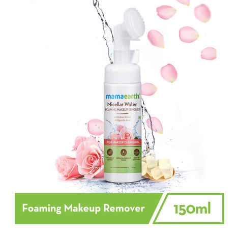 Buy Mamaearth Micellar Water Foaming Makeup Remover with Rose Water & Glycolic Acid for Makeup Cleansing - Purplle