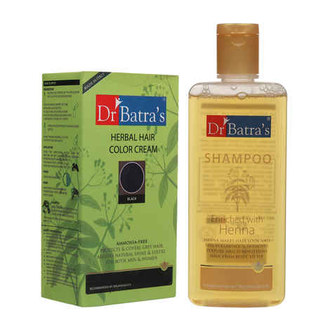 Buy Dr Batra's Herbal Hair Color Cream 130 G and Normal Shampoo 200 ml (Pack of 2 Men and Women) - Purplle