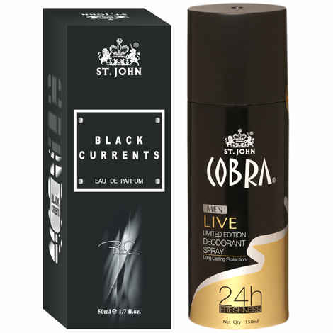 Buy St John Cobra Deodrant Live 150 ml & Cobra Black Current 50 ml Perfume Combo Gift Pack Perfume Body Spray - For Men & Women (200 ml, Pack of 2) - Purplle