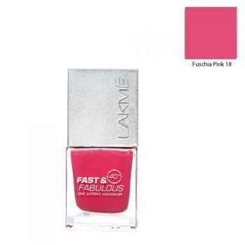 Lakme Fast And Fabulous Nail Color - Fuschia Pink 18 (10 ml)