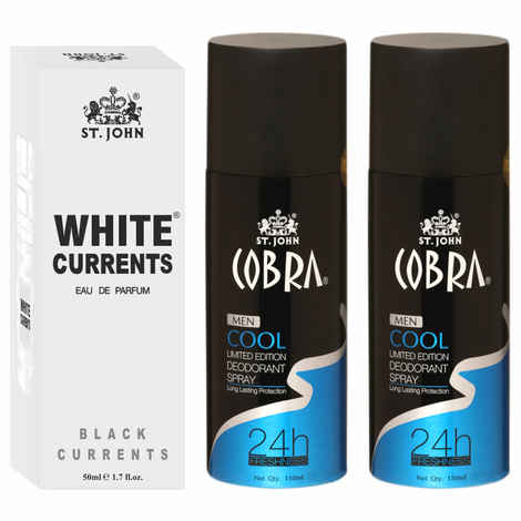 Buy St John Cobra Deodrant Cool 150 ml Pack of 2 & Cobra Black Current 50 ml Perfume Combo Gift Pack Perfume Body Spray - For Men & Women (350 ml, Pack of 3) - Purplle