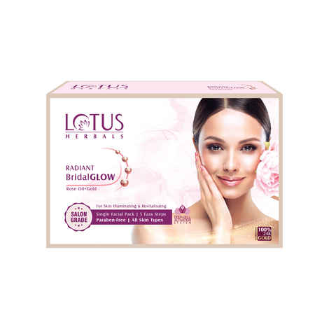 Buy Lotus Herbals Radiant BridalGLOW Rose Gold Skin Illuminating Facial Kit | 5 Easy Steps | Paraben Free | Salon Grade | All Skin Types | Pack of 1 | 57g - Purplle