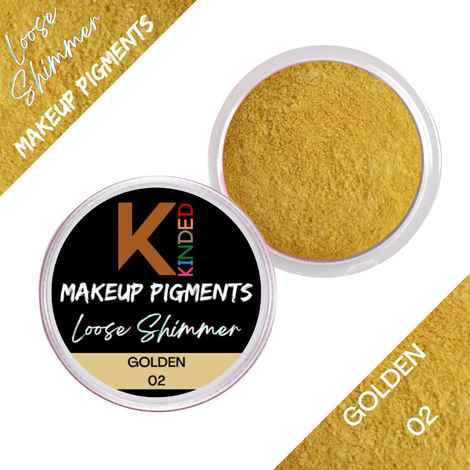 KINDED Loose Shimmer Makeup Foil Pigments Glitter Eyeshadow for Smokey Eyes Face Brow Bones Body Highlighter Metallic Lip Gloss Nail Art Beauty Shiny Powder Pearls Dust for Women (3 gm, Golden)