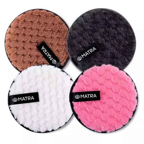 MATRA Reusable Makeup Remover Cleansing Pad - Double-sided Soft Microfibre Facial Cleansing Puff Pack of 4