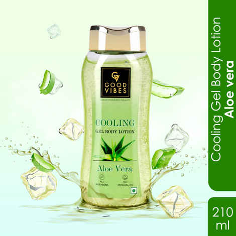 Buy Good Vibes Aloe Vera Cooling Gel Body Lotion (210 ml) | Instant Cooling Sensation | Non Sticky Comfort - Purplle