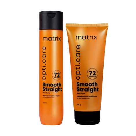 MATRIX Opti.Care Smoothing Professional Shampoo & Conditioner combo for Frizzy, Hair 96Hr Frizz Control Used by 1 Lakh Hairstylists, with Shea Butter - Combo of 2