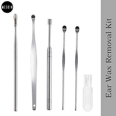 Buy MeSkin Ear Wax Cleaner - Reusable Ear Cleaner Tool Set with Storage Box - Ear Wax Remover Tool Kit with Ear Curette Cleaner and Spring Ear Buds Cleaner - Purplle