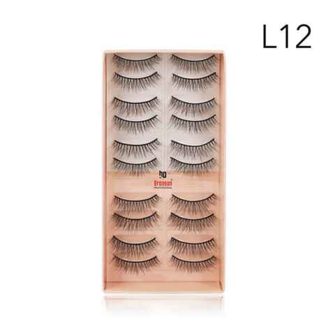 Buy Bronson Professional Eyelash set 3D false long and natural eye makeup 10 pairs No. L12 - Purplle