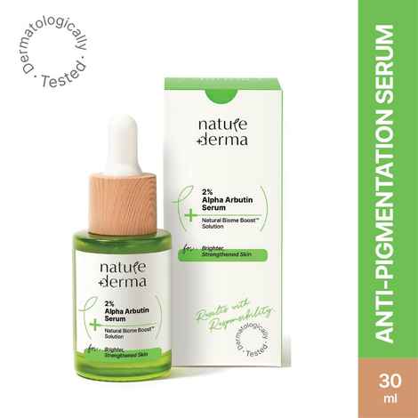 Buy Nature Derma 2% Alpha Arbutin Serum with Natural Biome-Boosta„¢| Reduces Dark Spots & Pigmentation| Evens Skin Tone & Strengthens | 30 ml | Dermatologically Tested - Purplle