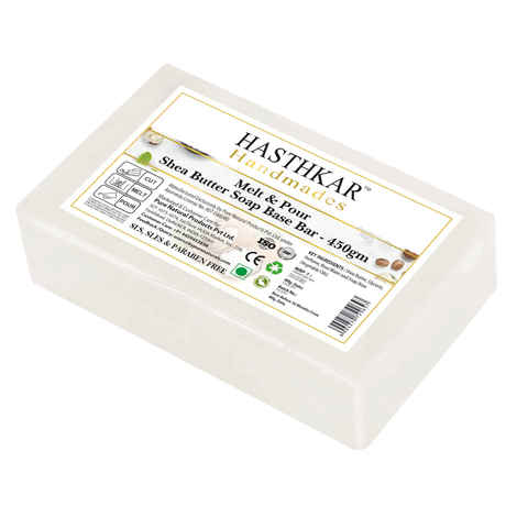 Hasthkar Handmades Soap Base Bar For Soap Making Shea Butter Melt & Pour Clear Transparent Glycerine Soap base | SLS & SLES Paraben Free | 450Gm