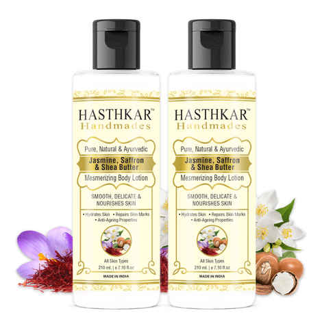 Buy Hasthkar Handmades Jasmine Saffron & Shea Butter Mesmerizing Body Lotion for Men & Women 210ml Pack of 2 - Purplle