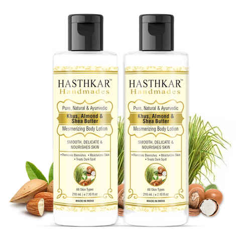 Buy Hasthkar Handmades Khus Almond & Shea Butter Mesmerizing Body Lotion for Men & Women 210ml Pack of 2 - Purplle