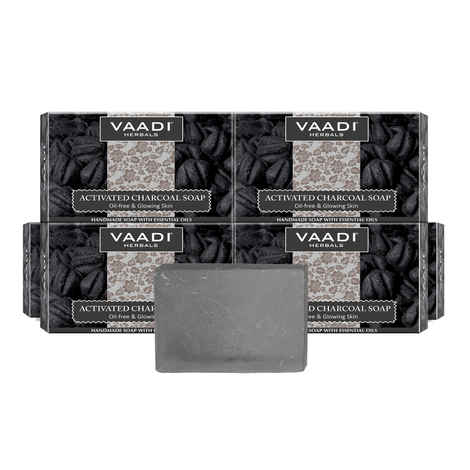 Buy Vaadi Herbals Super Value Pack of 6 Activated Charcoal Soap (6 X 75 g) - Purplle