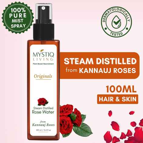 Mystiq Living Rose Water Spray for Face (100 ml) | Gulab Jal Rose Water Spray | Rose Water Toner Spray | Gulabari Rose Water | For Dry Skin | 100% Pure Rosewater | Natural Skin Toner | Pure & Natural Hydrosol