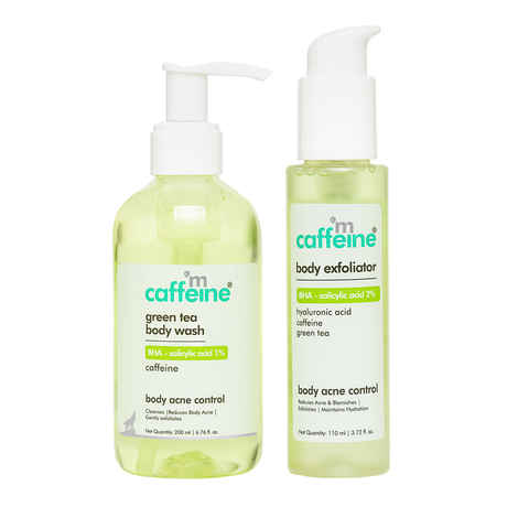 Buy mCaffeine Green Tea & BHA Body Acne Control Kit Combo of 2 - Purplle
