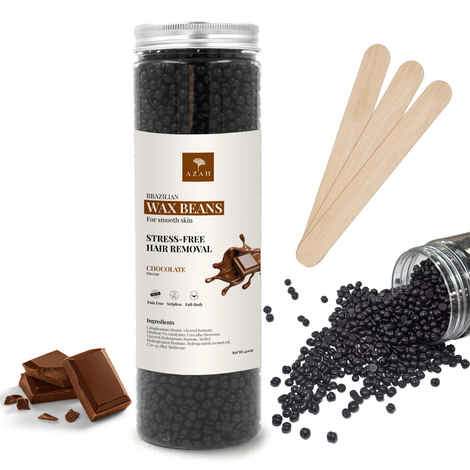 Azah Hard Wax Beans for Hair Removal | Brazilian Wax for Bikini, Face, Eyebrows,Full Body| Chocolate