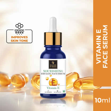 Buy Good Vibes Vitamin E Nourishing Emulgel Face Serum | Hydrating, Nourishing | No Parabens, No Sulphates, No Animal Testing (10 ml) - Purplle